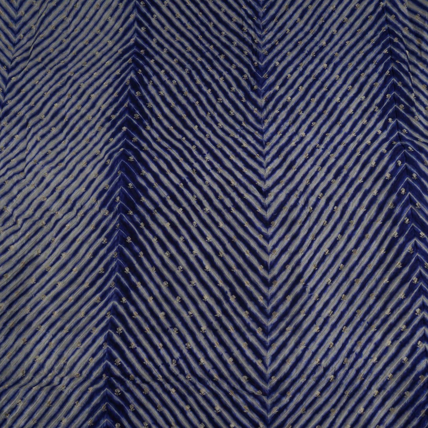 Indigo Blue Lehriya Buti Dupion Silk Fabric YHF-32841