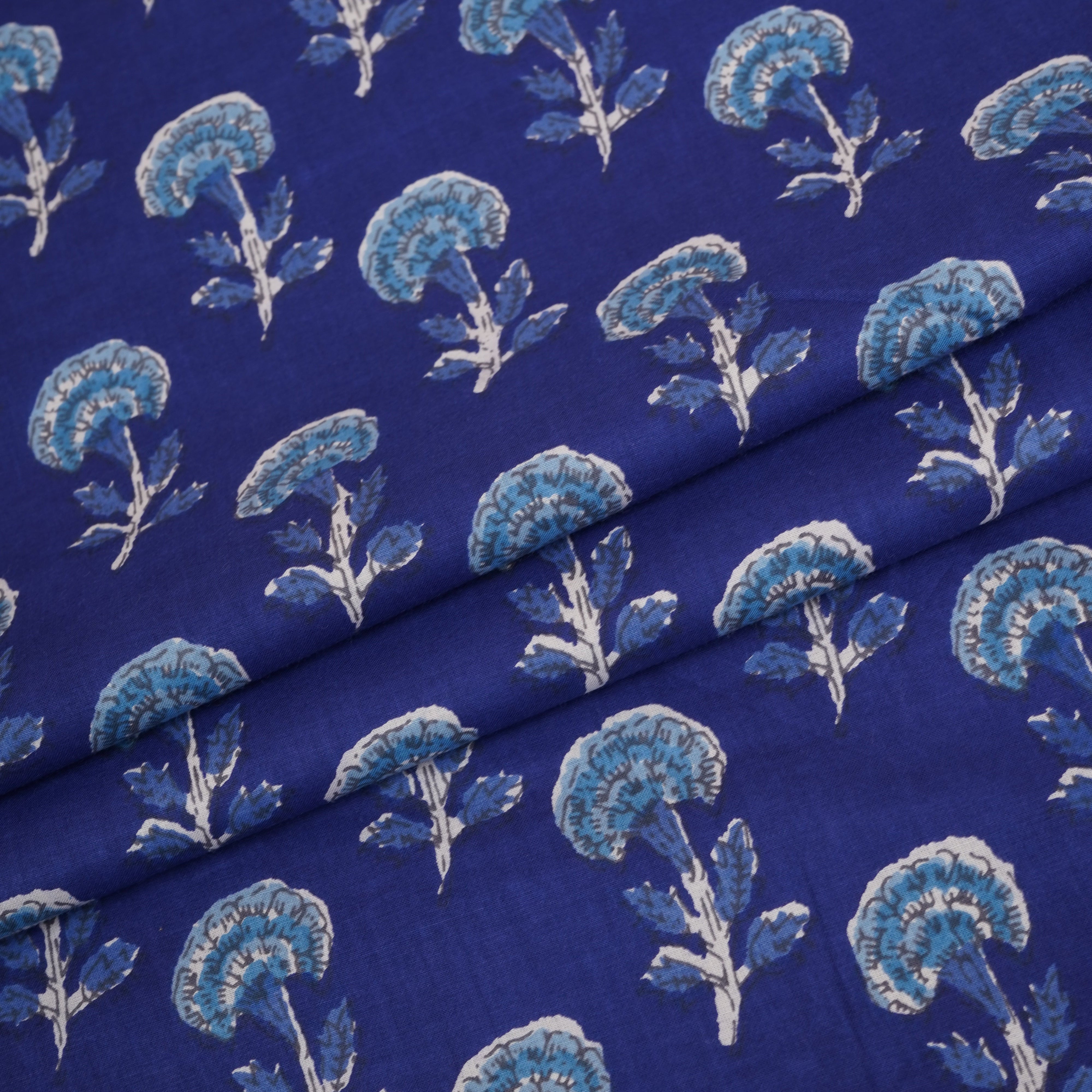 Royal Blue Paisley Print Cotton Fabric PB-29727 - TradeUNO