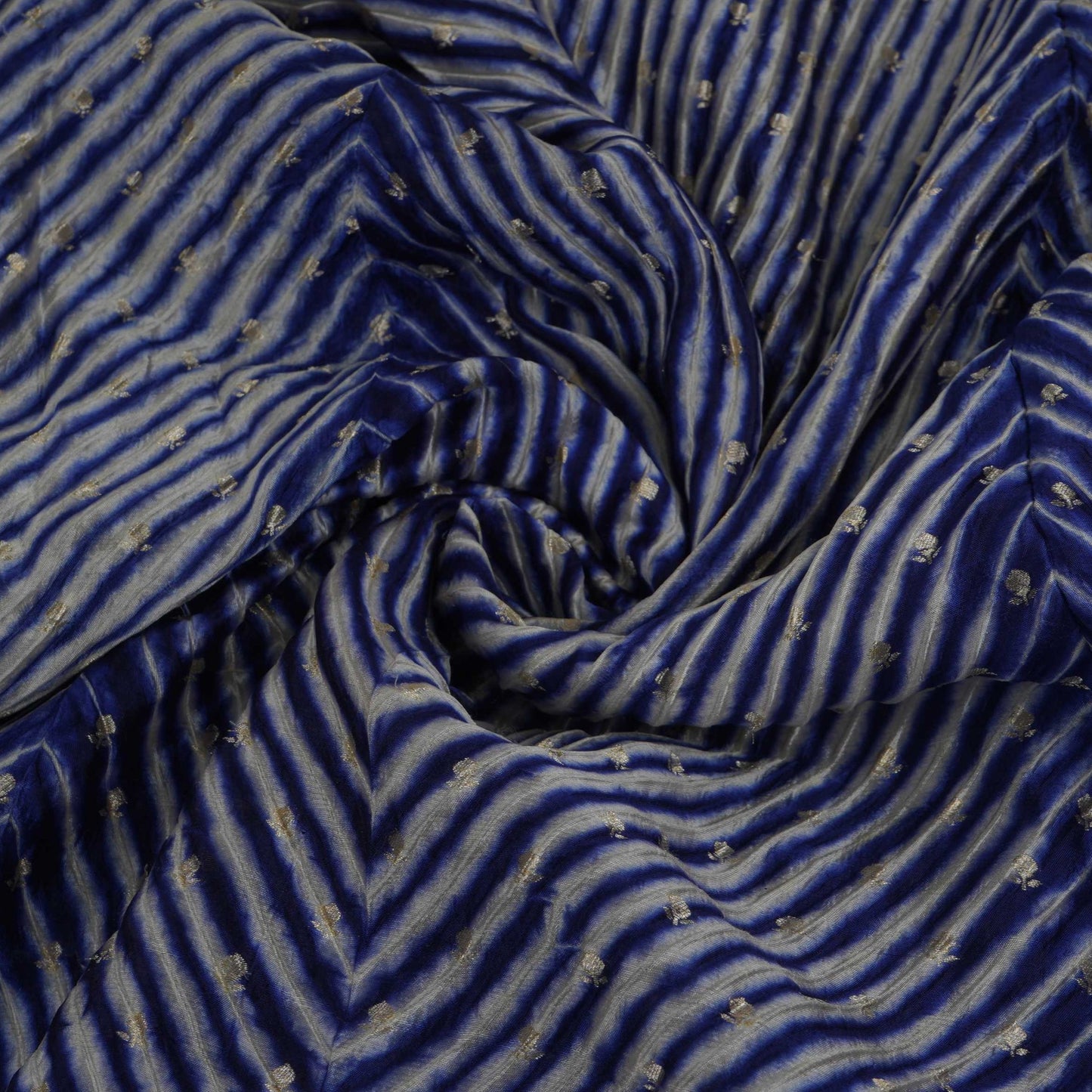 Indigo Blue Lehriya Buti Dupion Silk Fabric YHF-32841