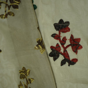 Smokey Grey Sequins Applique Work Organza Fabric