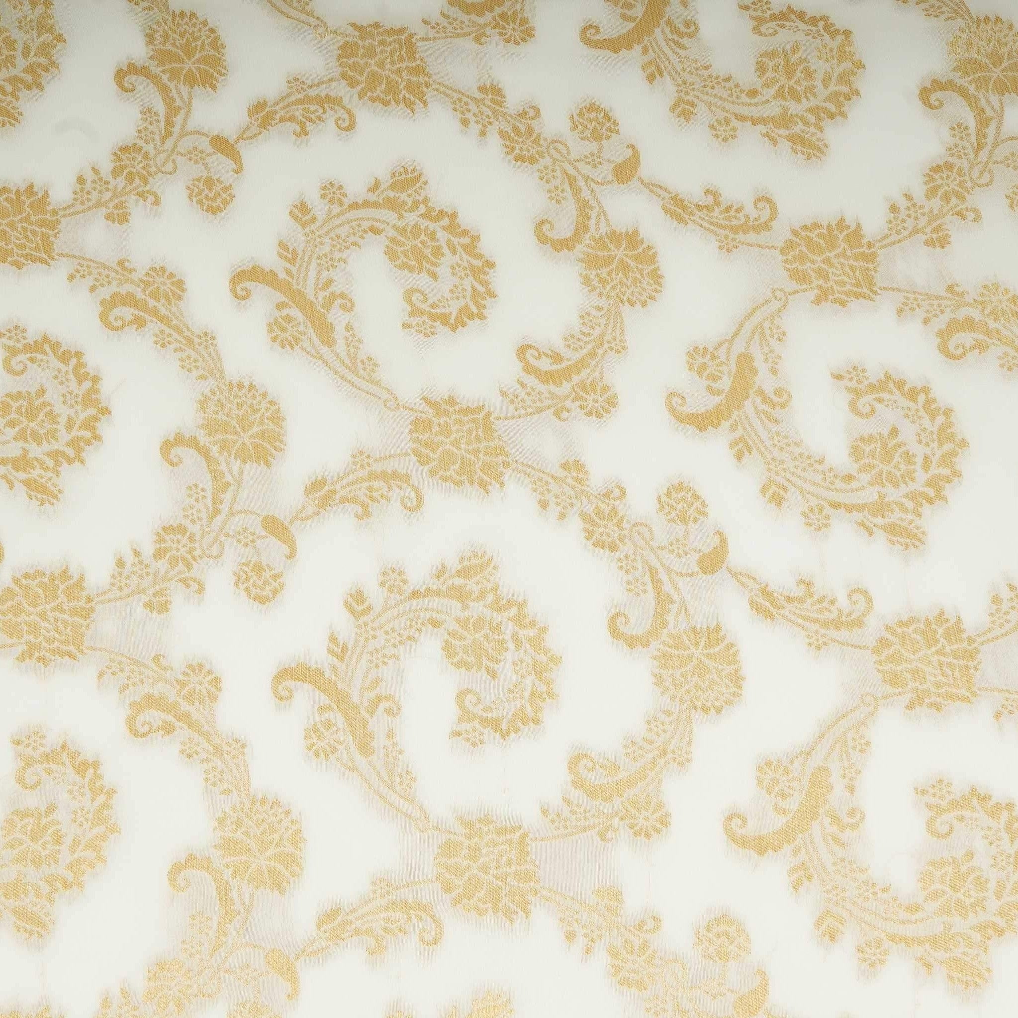 Golden Zari Weave Brocade Silk Fabric MTI-31231 - TradeUNO