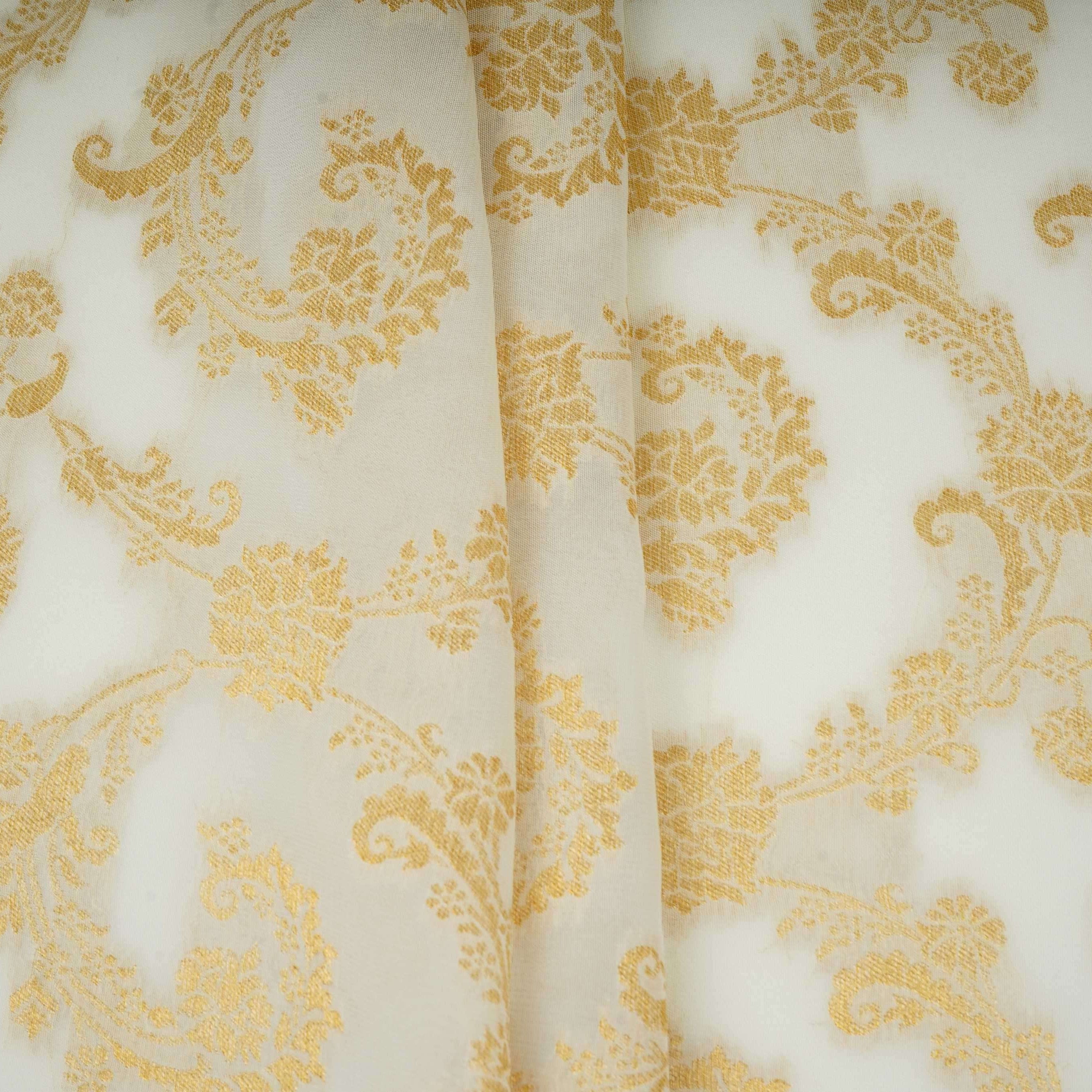 Golden Zari Weave Brocade Silk Fabric MTI-31231 - TradeUNO
