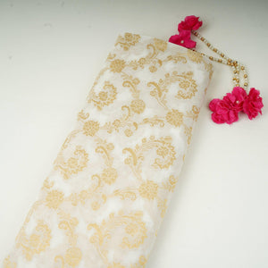 Golden Zari Weave Brocade Silk Fabric MTI-31231 - TradeUNO