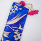 Royal Blue floral print Silk Satin Fabric NVC-31563