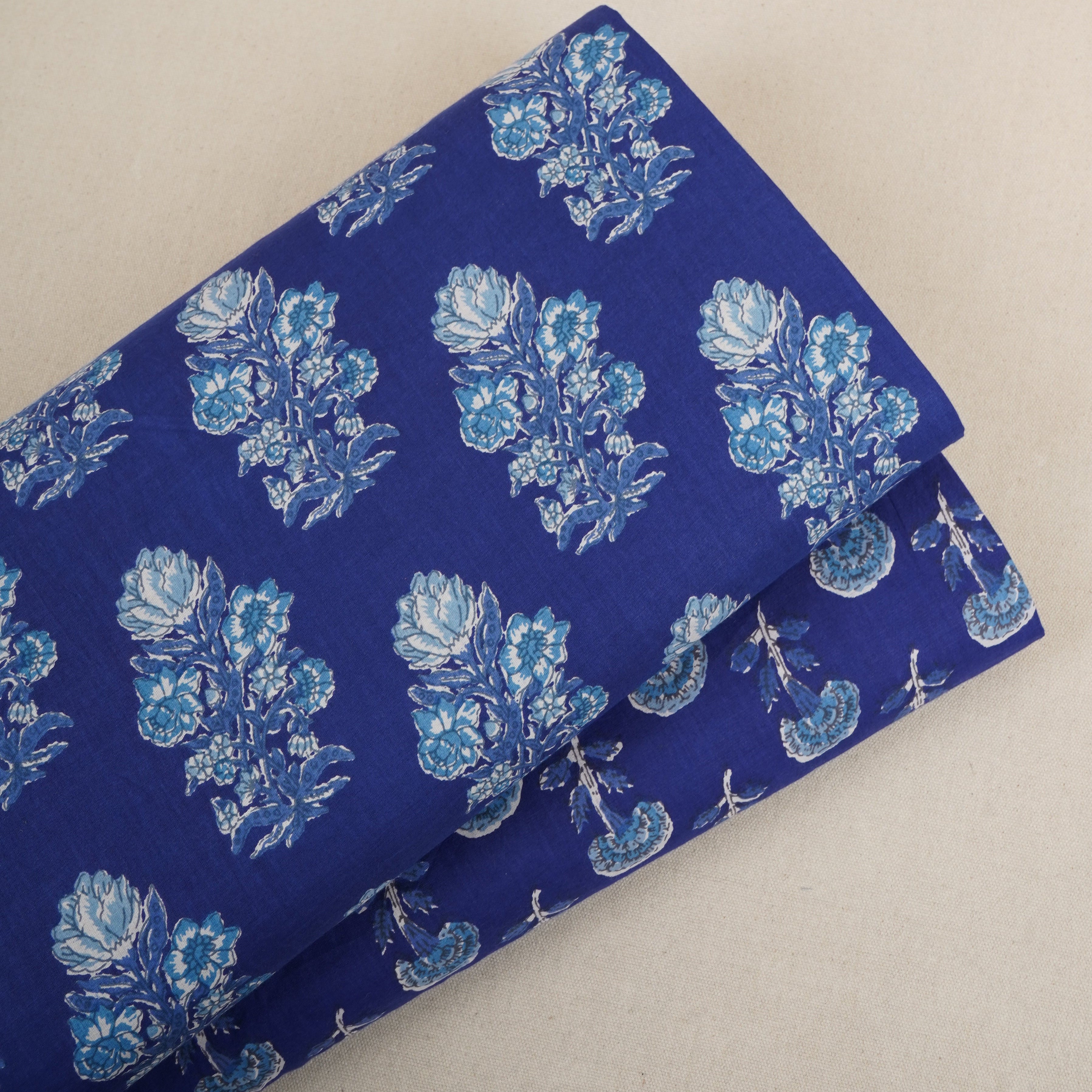 Royal Blue Paisley Print Cotton Fabric PB-29727 - TradeUNO