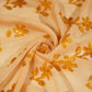 Orange Sequins Applique Work Organza Fabric
