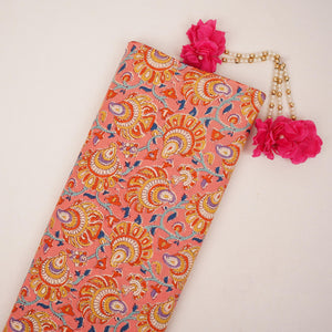 Peach Floral Print Cotton Fabric AFI-29558 - TradeUNO