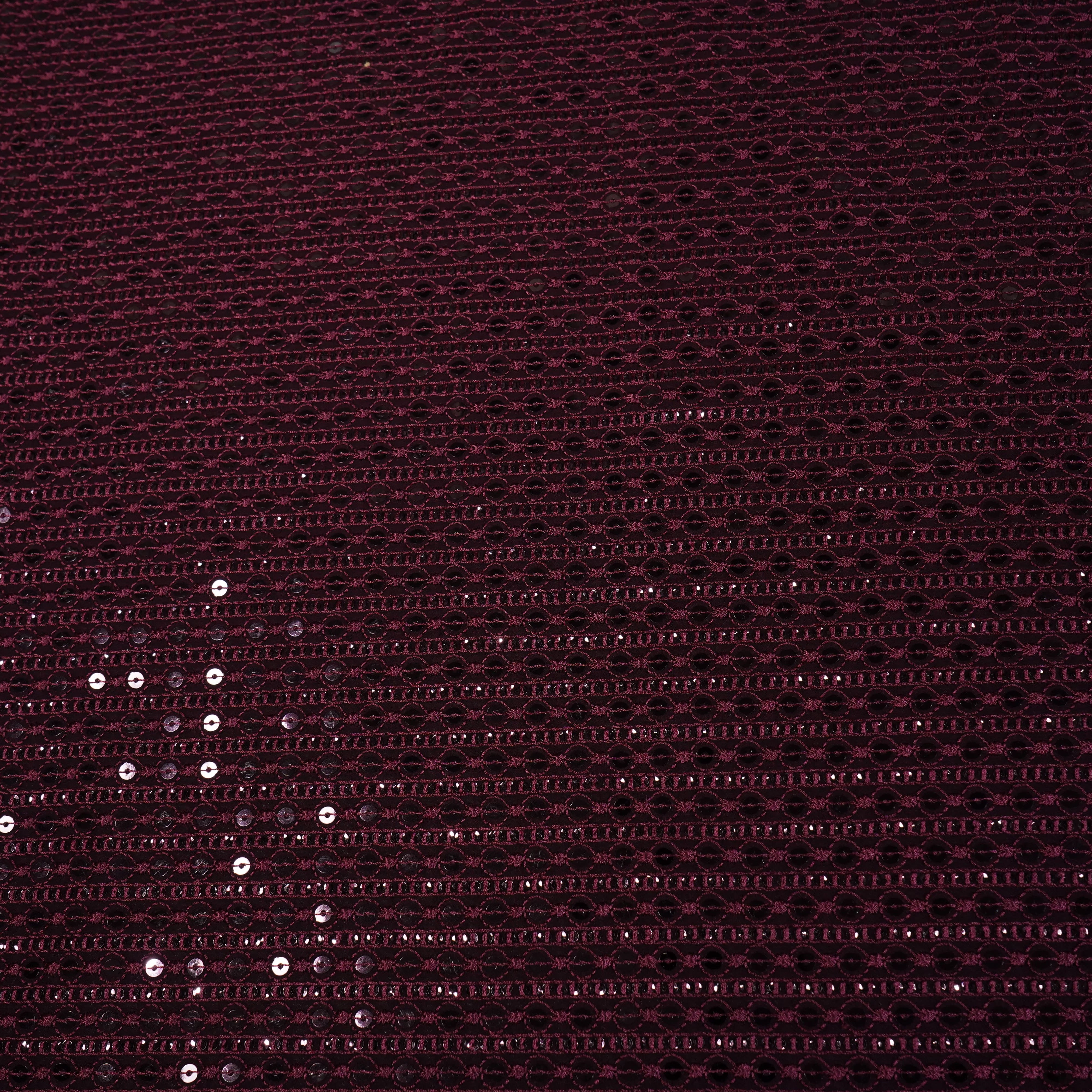 Purple Sequins Embroidery Georgette Fabric