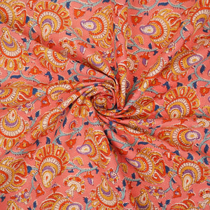 Peach Floral Print Cotton Fabric AFI-29558 - TradeUNO