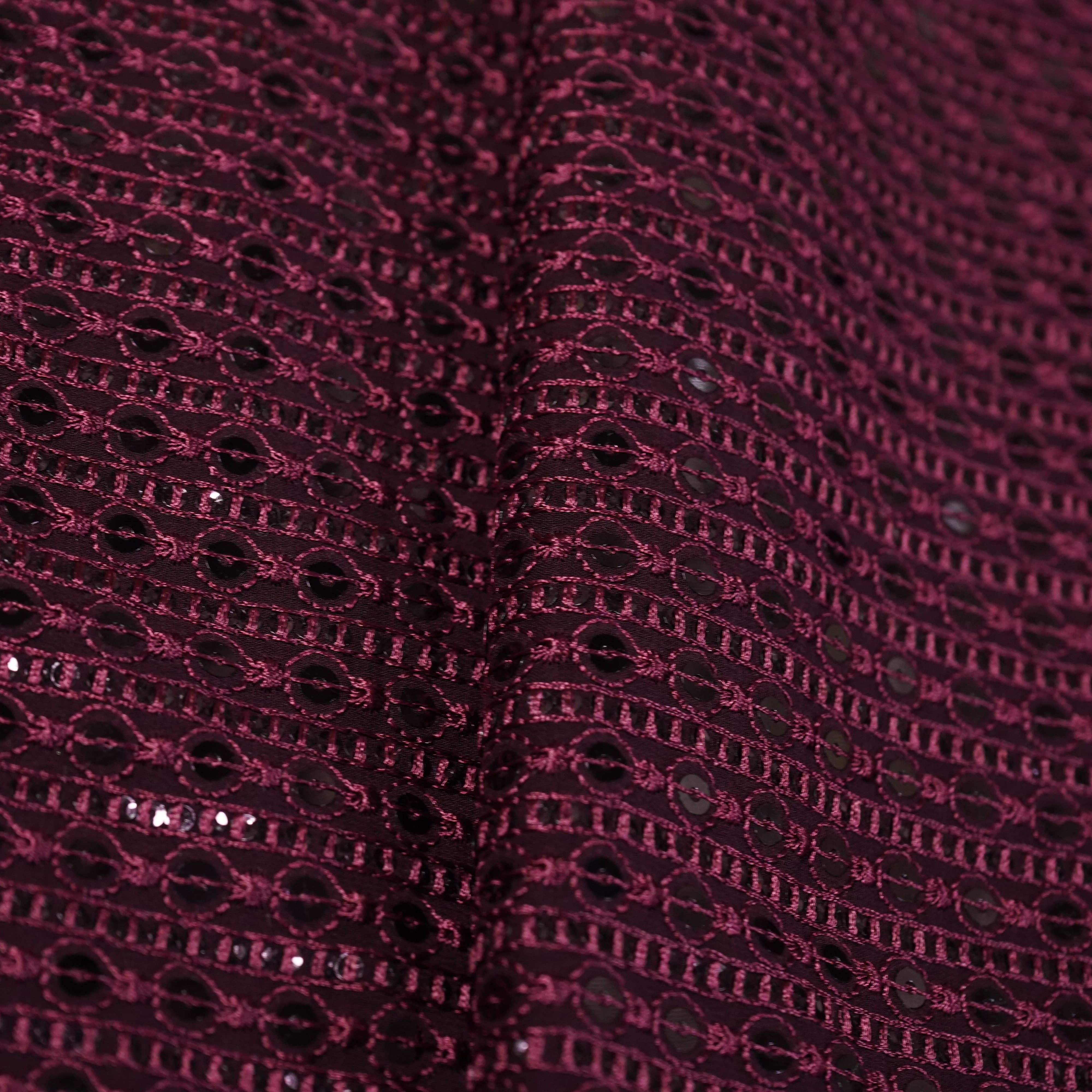 Purple Sequins Embroidery Georgette Fabric