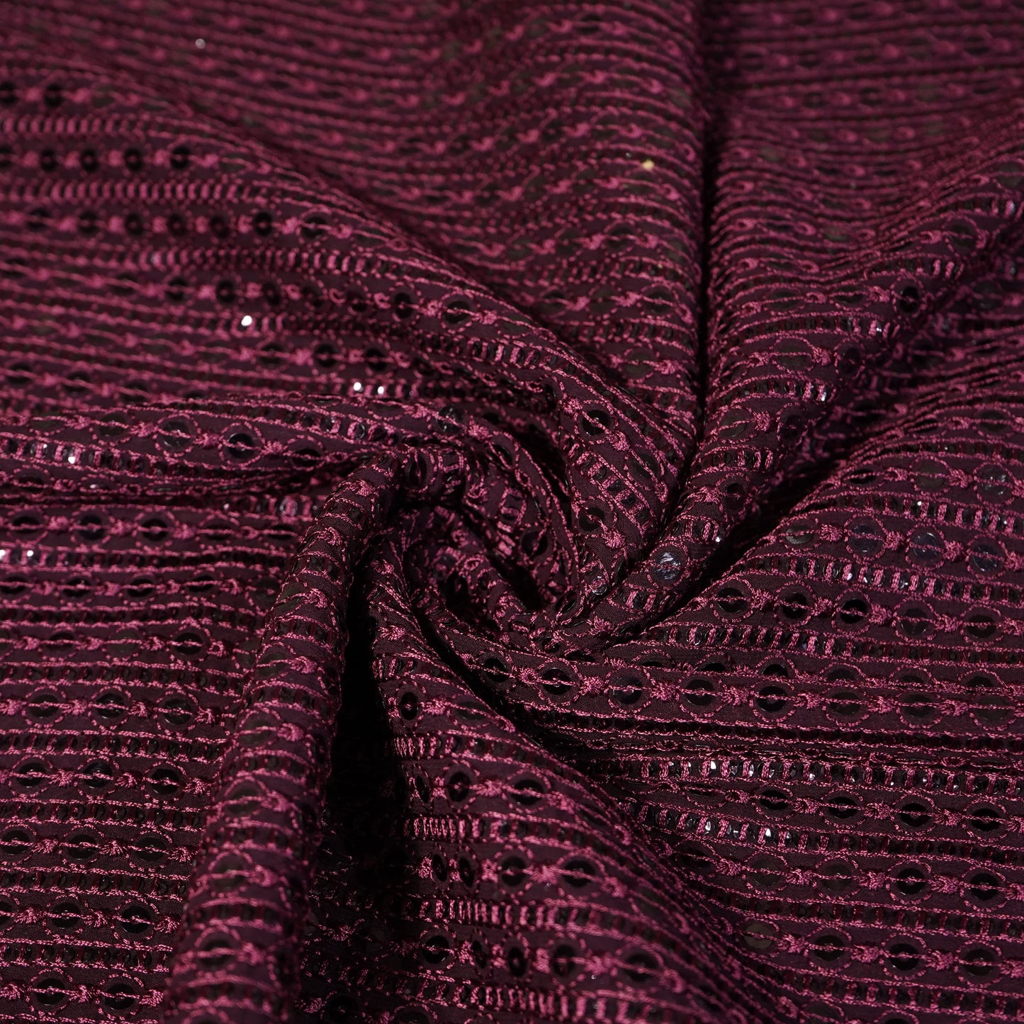 Purple Sequins Embroidery Georgette Fabric