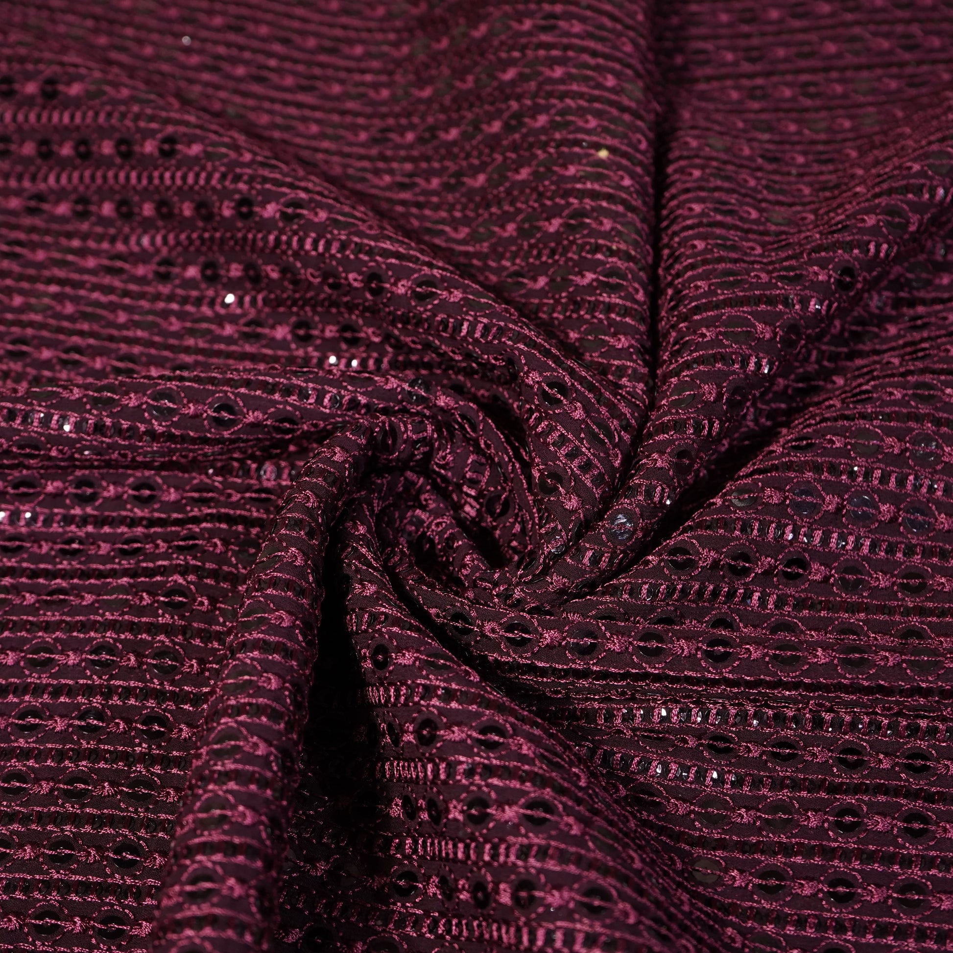 Purple Sequins Embroidery Georgette Fabric