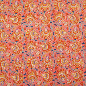 Peach Floral Print Cotton Fabric AFI-29558 - TradeUNO