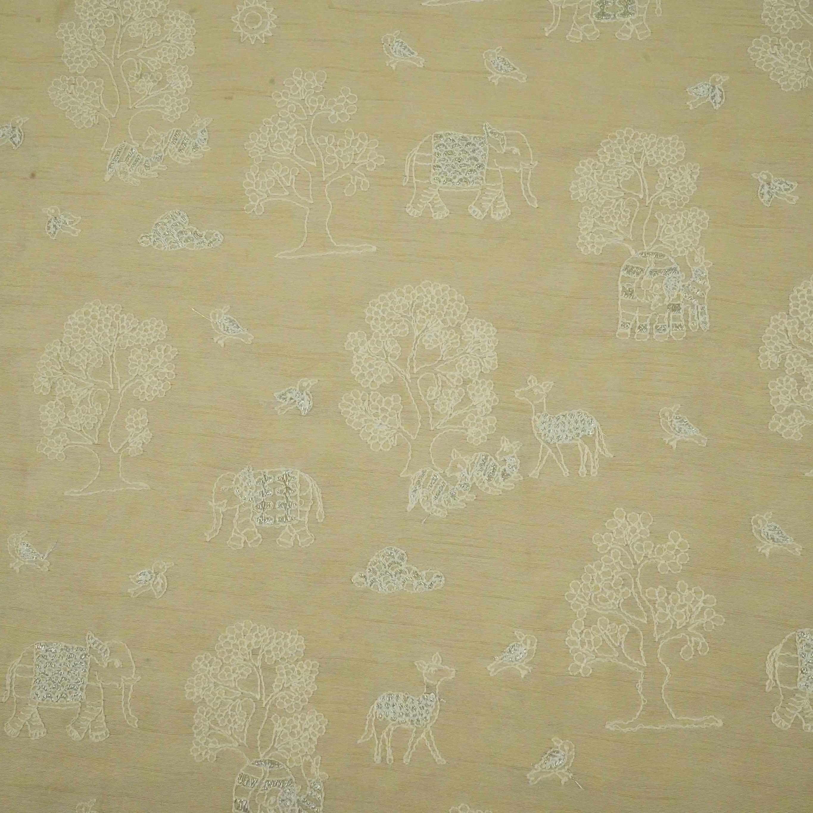 Beige thread embroidery Mysor Silk Fabric VI-30996 - TradeUNO