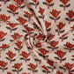White & Red Handblock Floral Print Cotton Fabric PB-29752