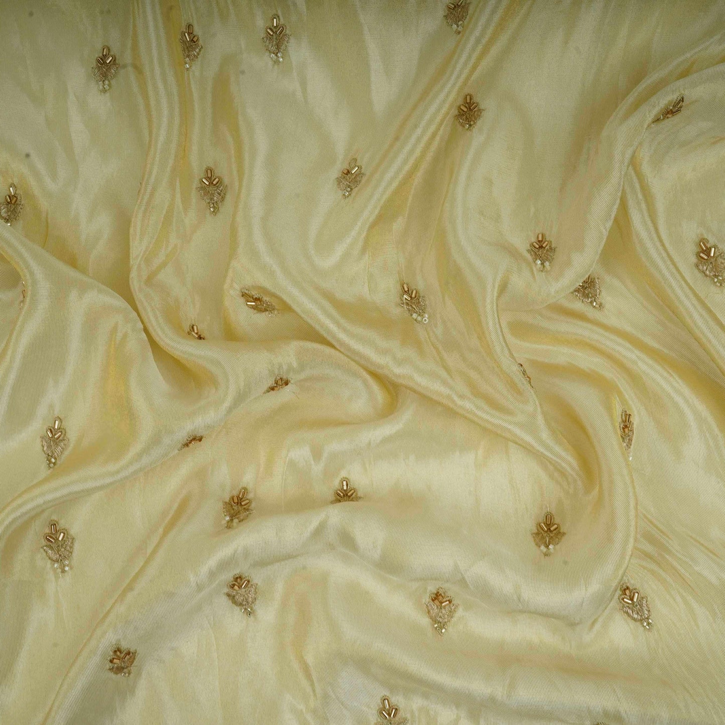 Golden floral thread cutdana Tissue Fabric AC-31129