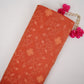 Rust Red floral Jaal embroidery Raw Silk Fabric VFS-31666