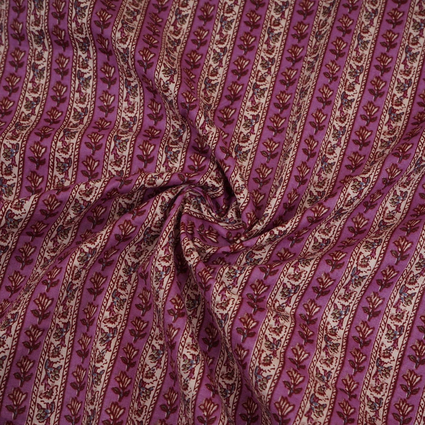 Purple & White Buti Stripes Print Cotton Fabric PB-29720