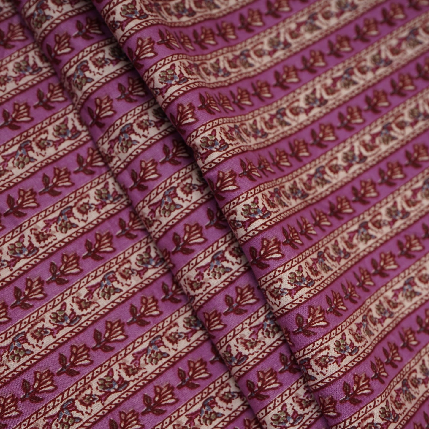 Purple & White Buti Stripes Print Cotton Fabric PB-29720