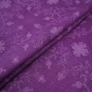 Lilac floral Jaal embroidery Raw Silk Fabric VFS-31668 - TradeUNO
