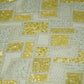 White & Yellow Traditional Sequence Thread Embroidery Georgette Fabric