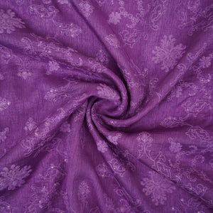 Lilac floral Jaal embroidery Raw Silk Fabric VFS-31668 - TradeUNO