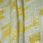White & Yellow Traditional Sequence Thread Embroidery Georgette Fabric