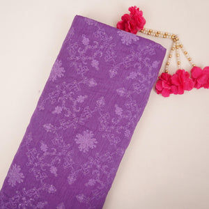 Lilac floral Jaal embroidery Raw Silk Fabric VFS-31668 - TradeUNO