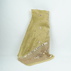 Golden Mirror thread cutdana embroidery Dyeable Kanjivaram Silk Fabric TF-31152 - TradeUNO