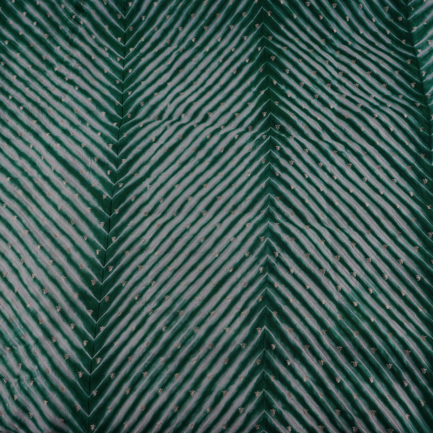 Bottle Green Lehriya Buti Dupion Silk Fabric YHF-32842