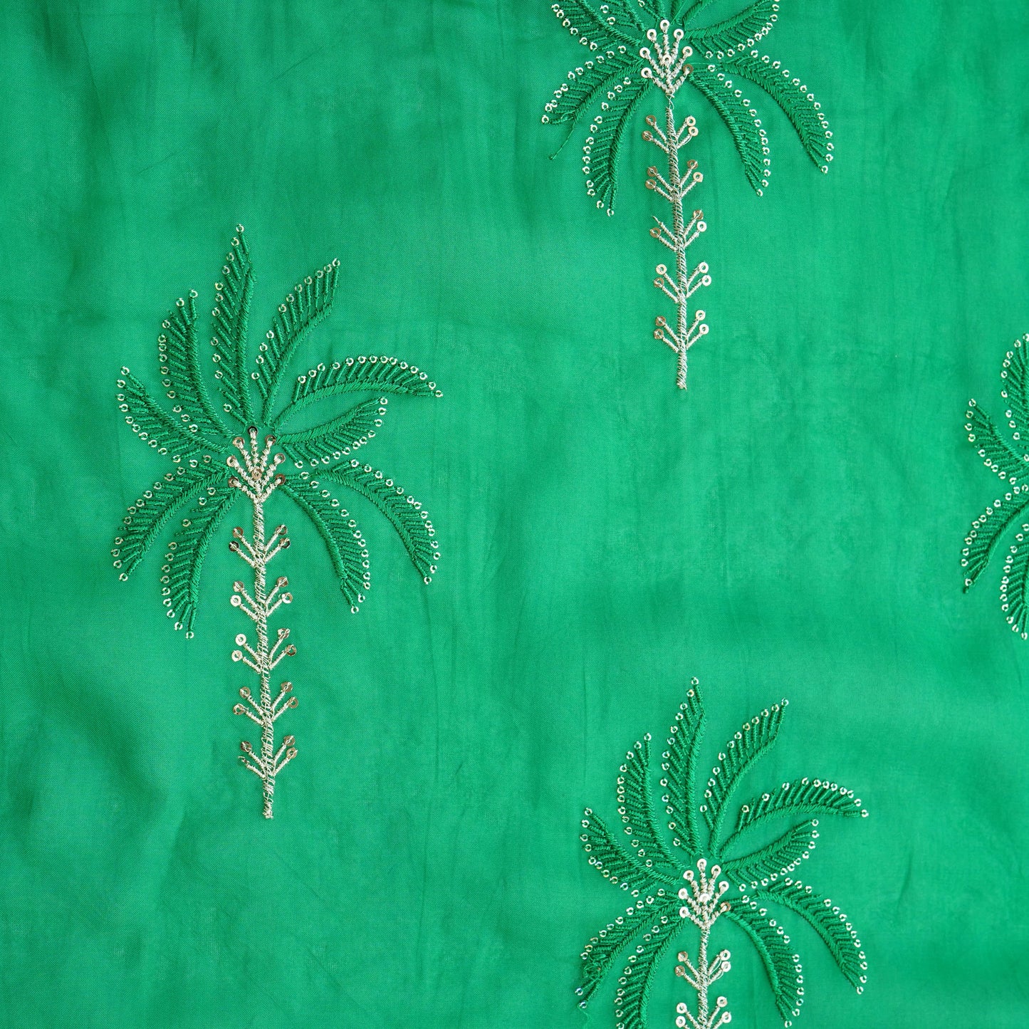 Green Thread Sequins Embroidery Organza Fabric 20853