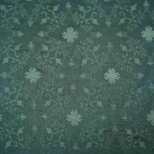 Forest Green floral Jaal embroidery Raw Silk Fabric VFS-31667 - TradeUNO
