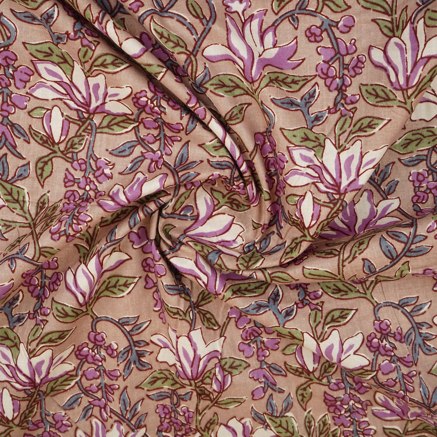 Beige Handblock Print Cotton Fabric PB-29719
