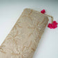 Golden floral cutdana sequins embroidery Dyeable Kanjivaram Silk Fabric TF-31157