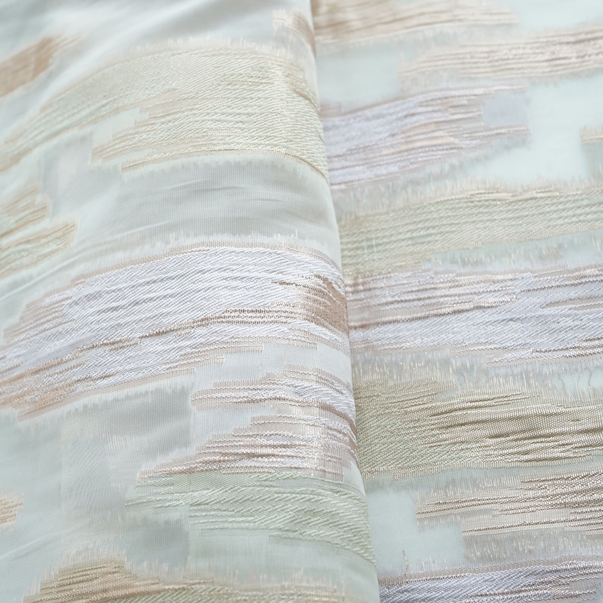Green & Purple With Gold Foil Organza Jacquard Fabric 9539