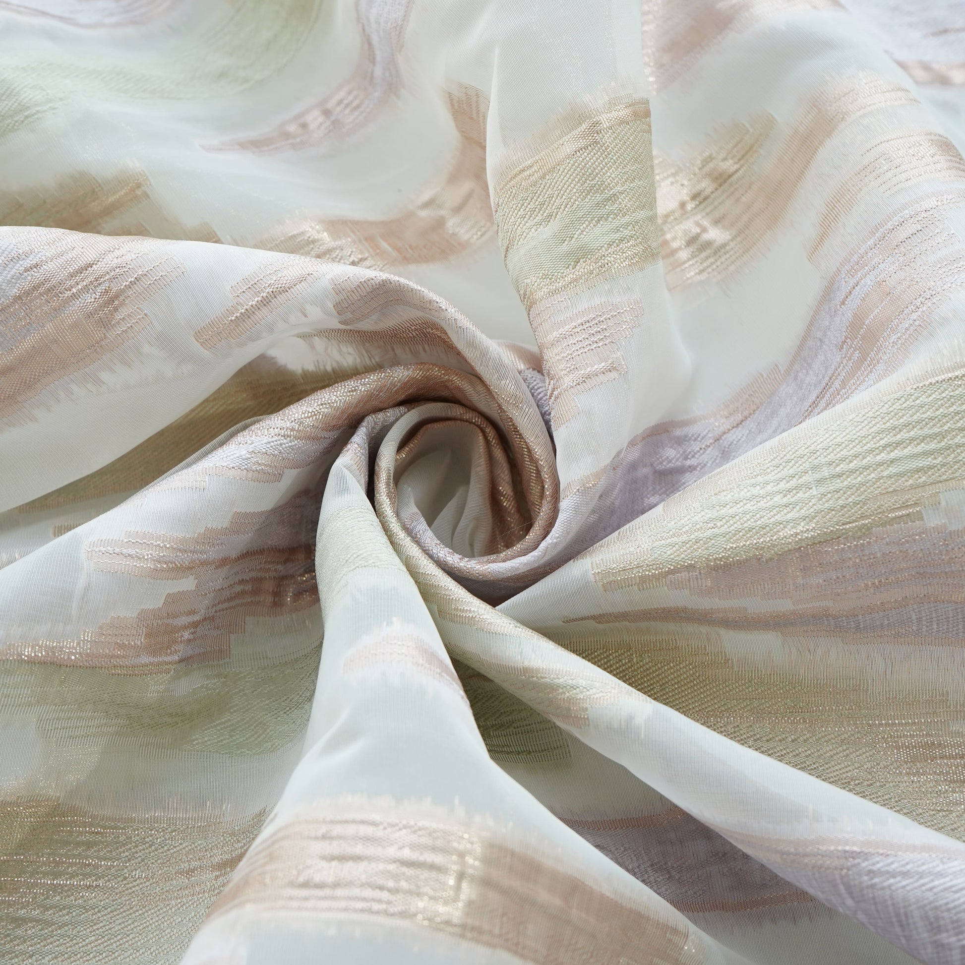 Green & Purple With Gold Foil Organza Jacquard Fabric 9539