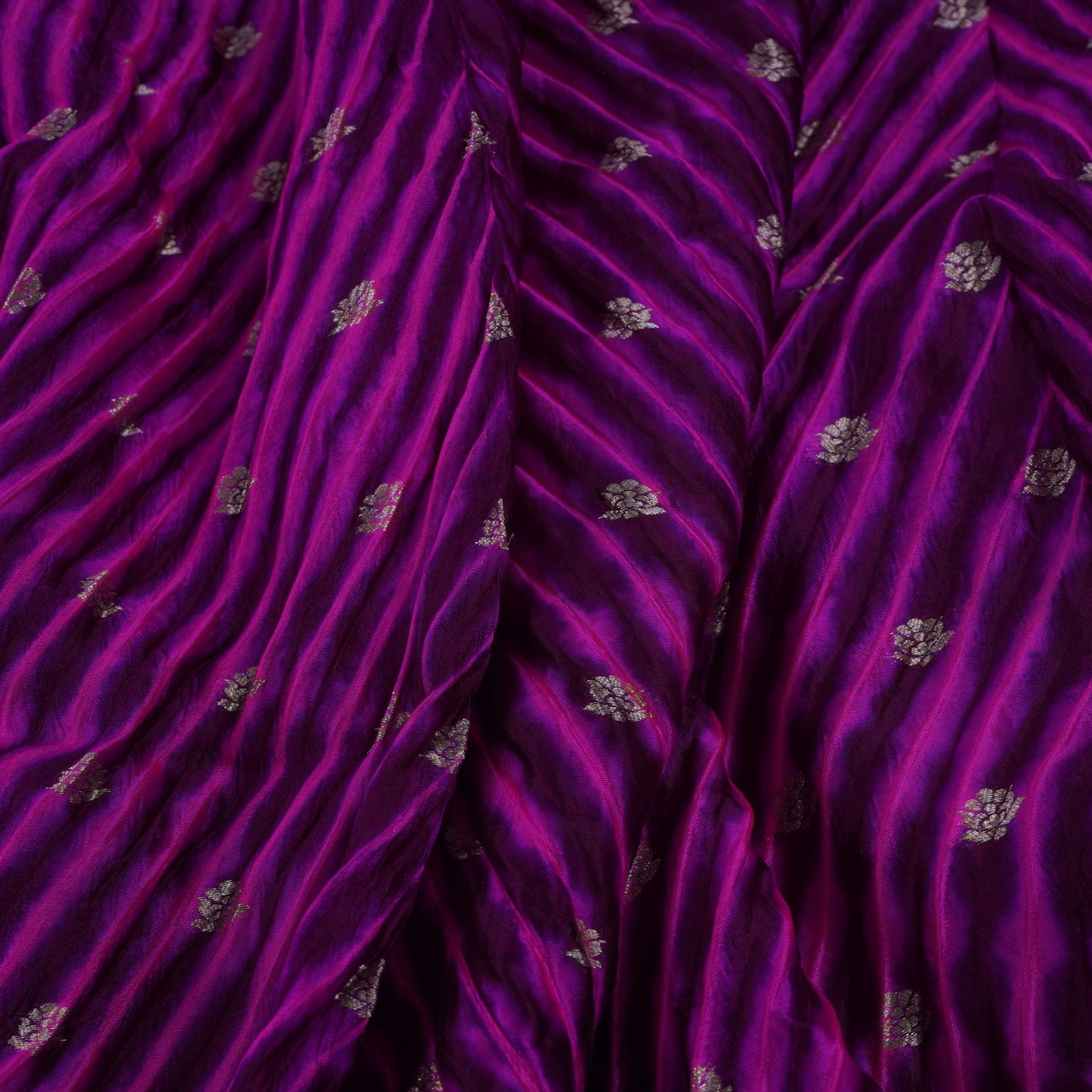 Royal Purple Lehriya Buti Dupion Silk Fabric YHF-32840