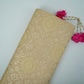 Cream floral embroidery Raw Silk Fabric VFS-31664
