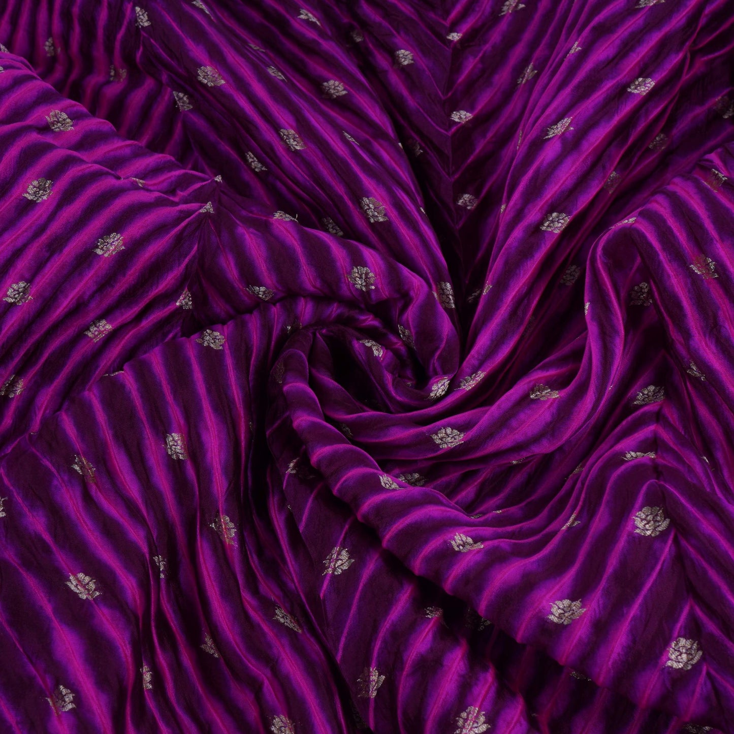 Royal Purple Lehriya Buti Dupion Silk Fabric YHF-32840
