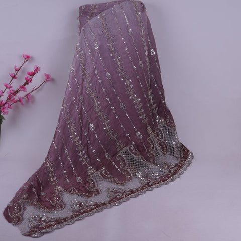Brown Ombre Cutdana Cutwork Organza Fabric LF-32992
