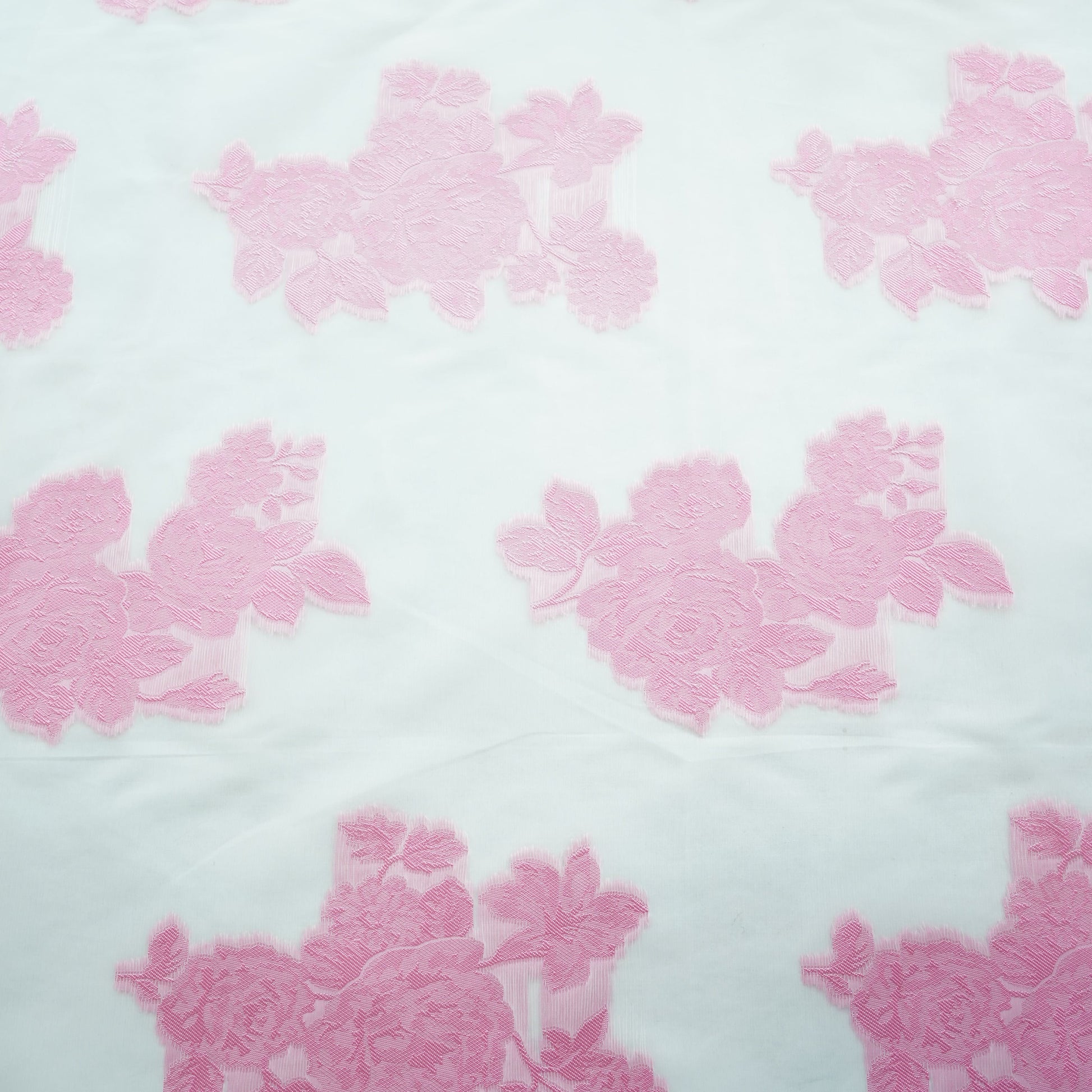 Pink Floral Organza Jacquard Fabric 9533