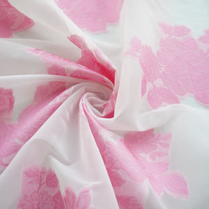 Pink Floral Organza Jacquard Fabric 9533 - TradeUNO