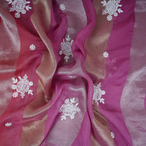 Wine Stripes thread cutdana embroidery Isha Silk Fabric VFS-31681 - TradeUNO