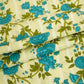 Lemon Yellow & Blue Floral Print Cotton Fabric PB-29715
