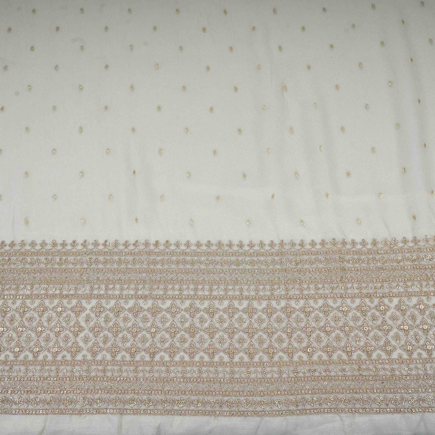 Golden Zari Border embroidery Tissue Fabric TF-31111