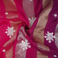 Magenta Pink Stripes thread cutdana embroidery Isha Silk Fabric VFS-31682