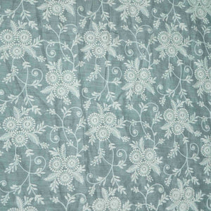 Off White thread embroidery Pure Cotton Chanderi Fabric VI-31000 - TradeUNO