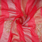 Red Stripes cutdana embroidery Tissue Fabric VFS-31697