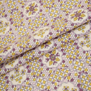 Purple & Yellow Mosaic Floral Print Cotton Fabric PB-29742 - TradeUNO