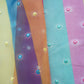 Multicolor Stripes Print Mirror Embroidery Organza Fabric